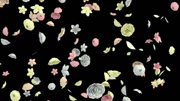Animáció Egy Papír Virág Áramlását Alfa Réteg — Stock videók