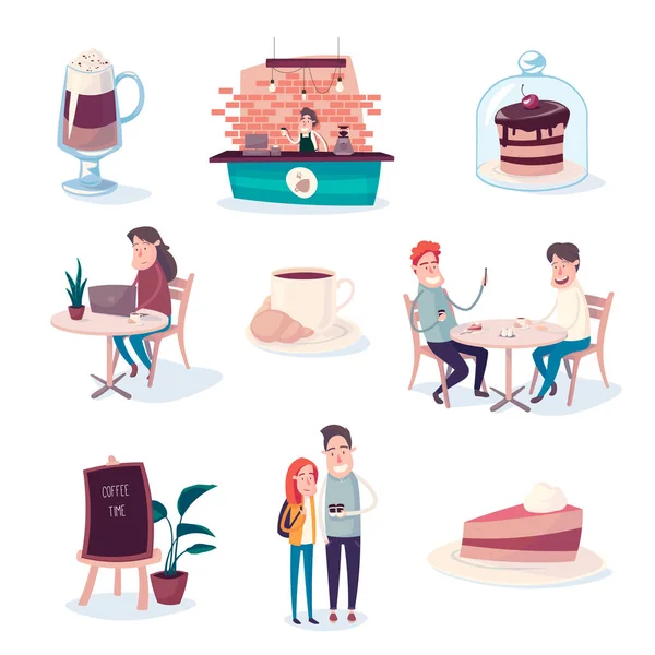 Café et bonbons rendent les gens plus heureux — Image vectorielle