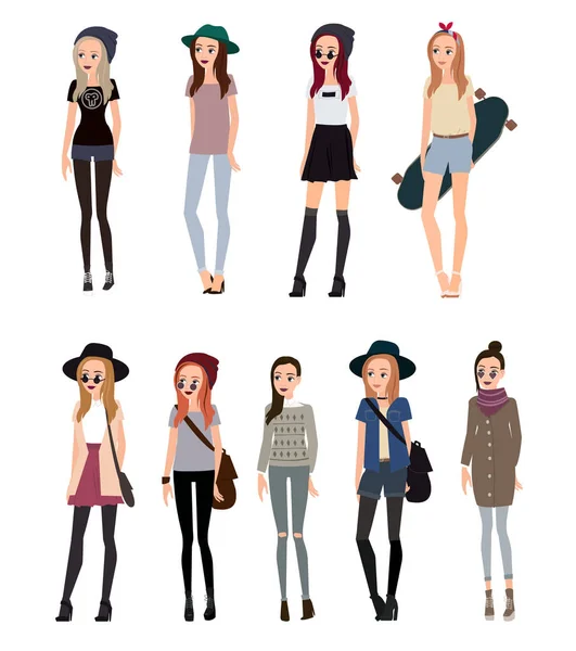Mode fille hipster — Image vectorielle