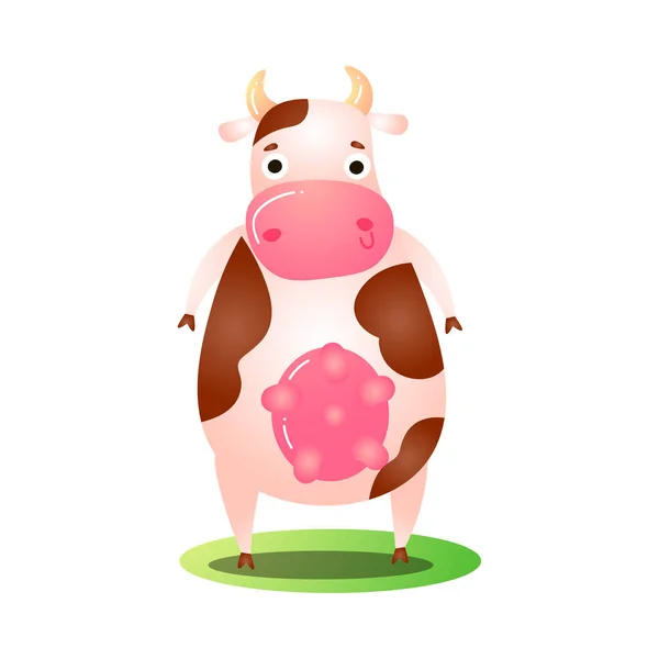 Vaca animal de pie sobre hierba en patas traseras vector ilustración — Archivo Imágenes Vectoriales