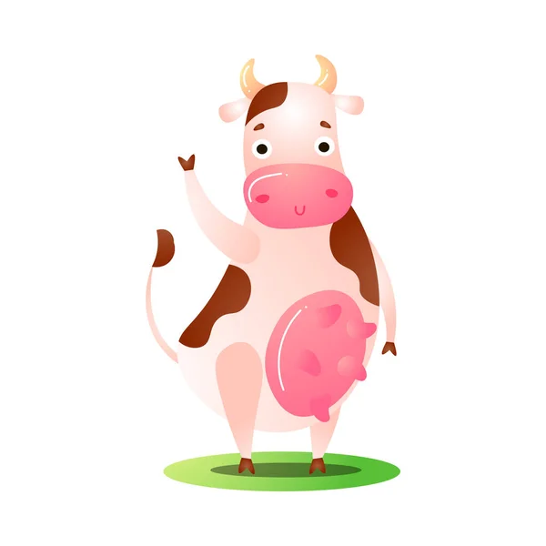 Vaca animal em pé na grama nas patas traseiras ilustração vetorial — Vetor de Stock