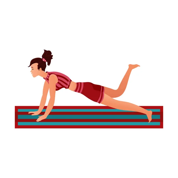 Brunette meisje in sportkleding doen yoga vector illustratie — Stockvector