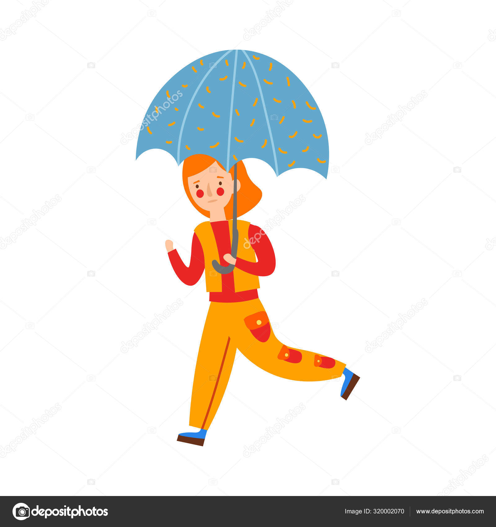 Vettoriale stockBella ragazza dai capelli rossi che corre con l