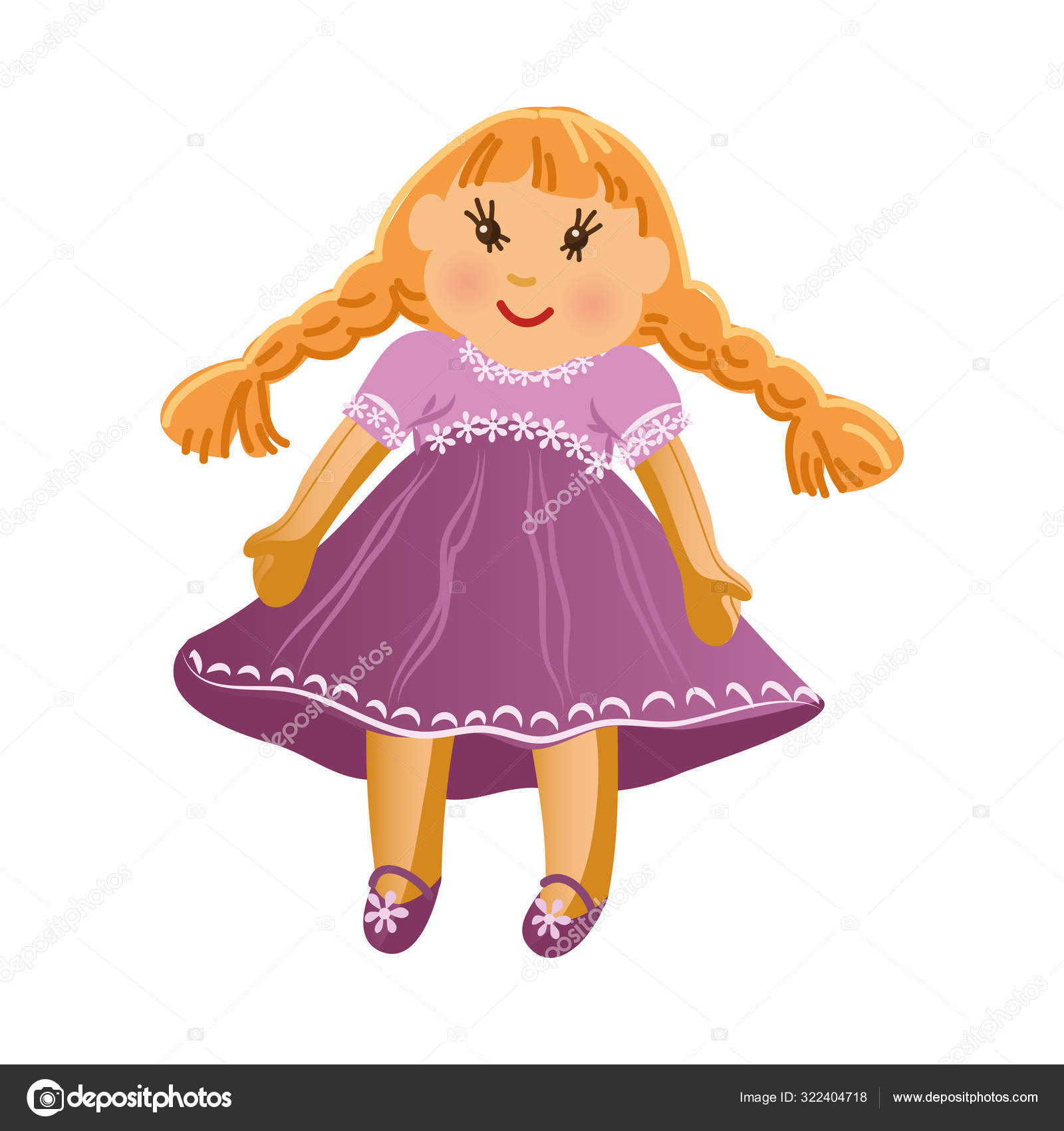 Desenho animado no estilo kawaii de uma linda garota com cabelo colorido  segurando uma boneca de cabelo cor-de-rosa