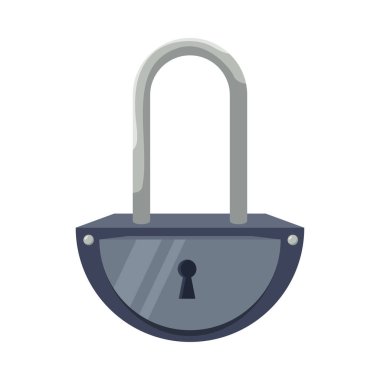 Anahtar deliğiyle koyu gri kilit ve gümüş saplı vektör çizimi