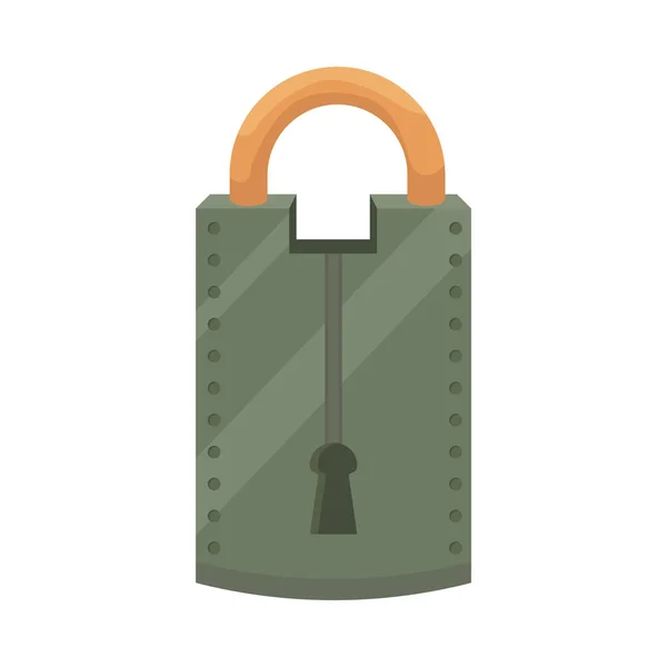 Închis de blocare verde cu gaura cheii și mâner auriu ilustrație vectorială — Vector de stoc