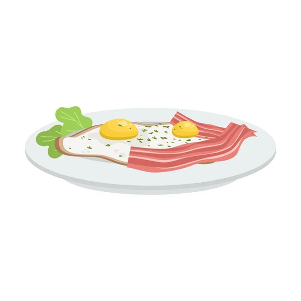 Πρωινό με τηγανητά αυγά, μπέικον και φρέσκα βότανα διανυσματική απεικόνιση — Διανυσματικό Αρχείο