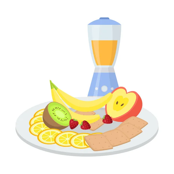 Frühstück mit Smoothie aus frischem Obst und Keksen Vektor Illustration — Stockvektor