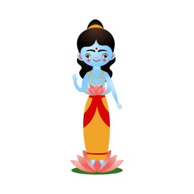 Nilüfer çiçekli Hint Hindu tanrıçası.
