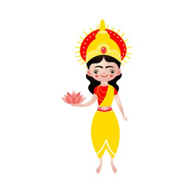 Nilüfer çiçekli Hint Hindu tanrıçası.