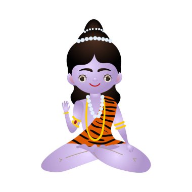 Nilüfer çiçeğinin üzerinde oturan Hindu mor tanrısı.