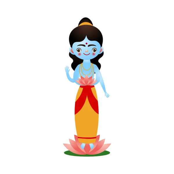 Indian hindu goddess with lotus flower near feet vector illustration — Stock Vector