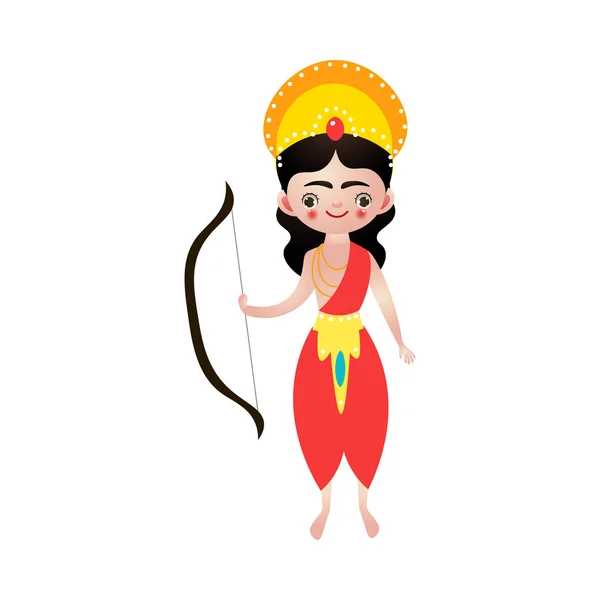 Berdiri dewa hindu India memegang busur dalam gambar vektor tangan - Stok Vektor