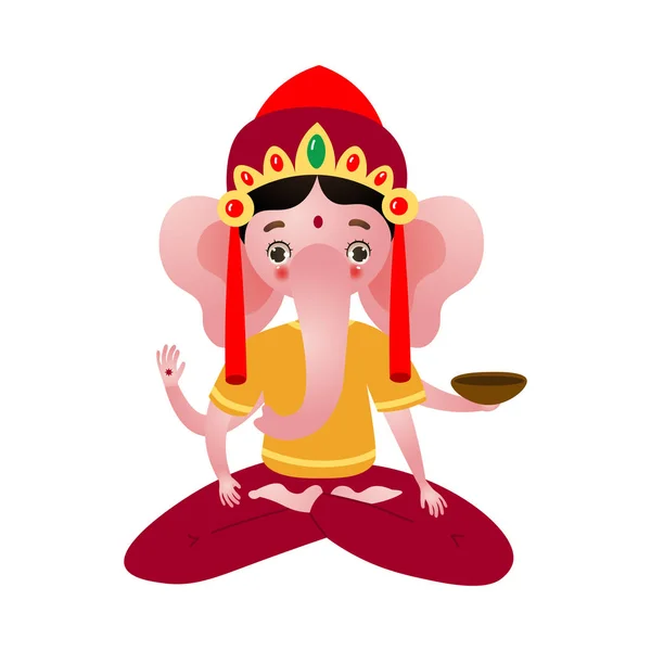 Индуистское божество Ганеш с векторной иллюстрацией слона — стоковый вектор