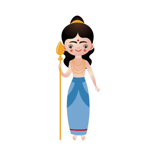 Dewa Hindu memegang tongkat emas dalam gambar vektor tangan - Stok Vektor