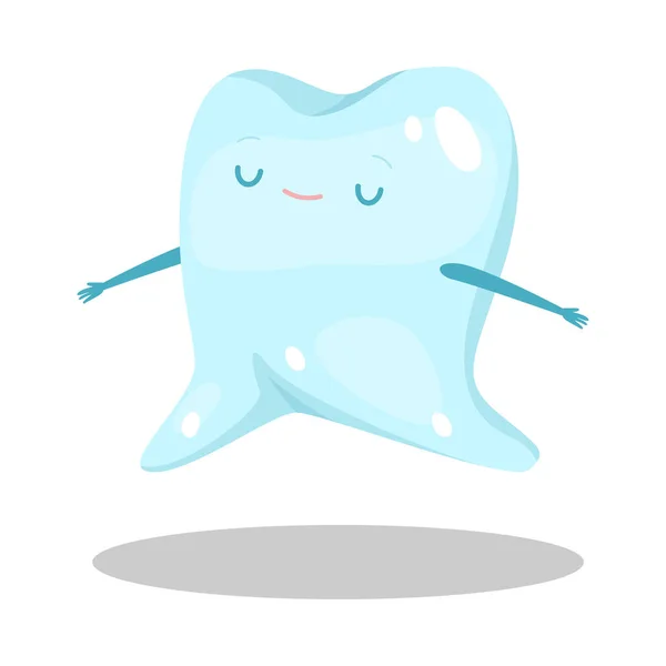 Blue healthy clean tooth feeling happy and satisfied vector illustration — ストックベクタ