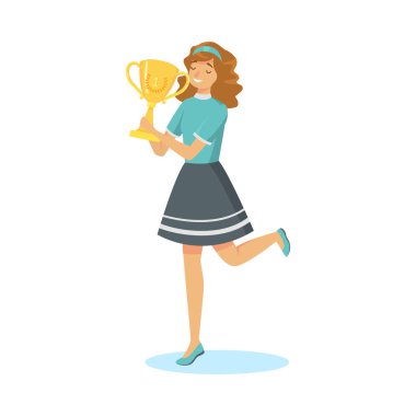 Gülümseyen kadın, ilk ödülü elinde taşıyacak.