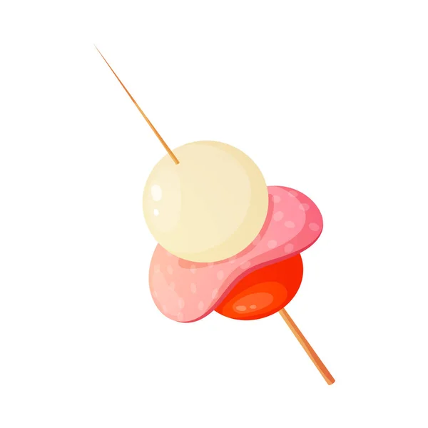 Amuse-gueule avec salami, tomate cerise et fromage mozzarella illustration vectorielle — Image vectorielle