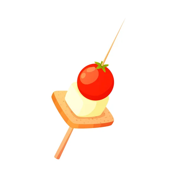 Antipasto con pane, pomodorini e formaggio vettoriale illustrazione — Vettoriale Stock