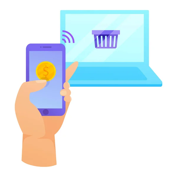 Ηλεκτρονικό σύστημα πληρωμών με online πληρωμή από το τηλέφωνο διανυσματική απεικόνιση — Διανυσματικό Αρχείο