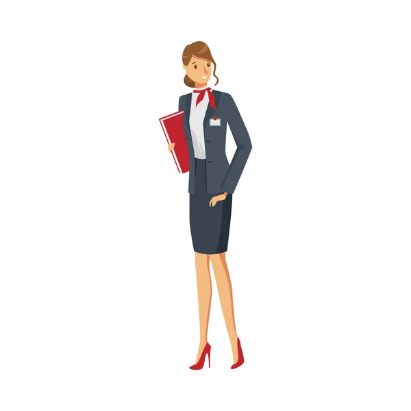 Kobieta administrator w stylowej oficjalnej odzieży z wektorem przypadku ilustracji — Wektor stockowy