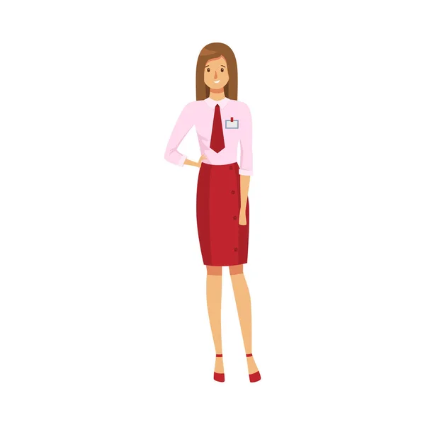 Vrouw beheerder in stijlvolle heldere officiële kleding vector illustratie — Stockvector