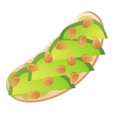 Sandwich with avocado and beans on wheat bread vector illustration