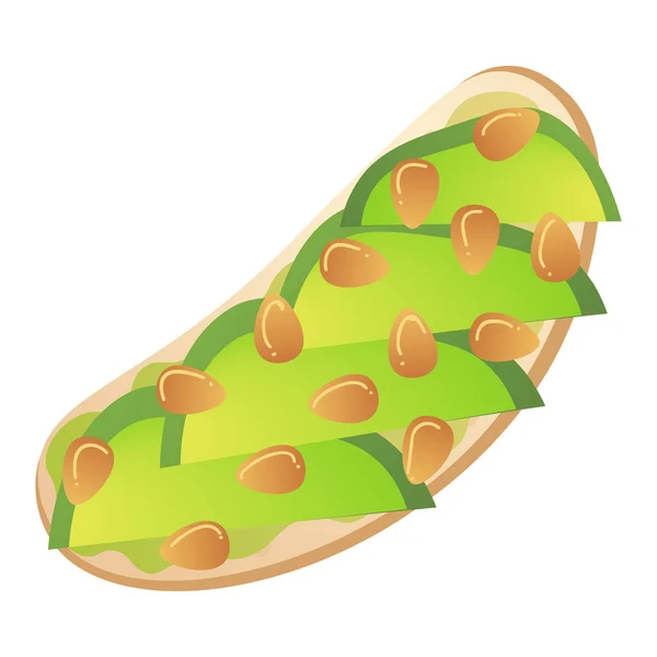 Sandwich con avocado e fagioli sull'illustrazione vettoriale del pane di grano — Vettoriale Stock