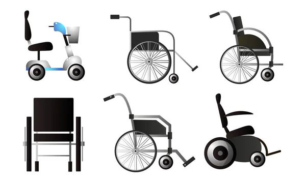 Wheelchairs for moving for elderly or disabled people vector illustration — Stock Vector