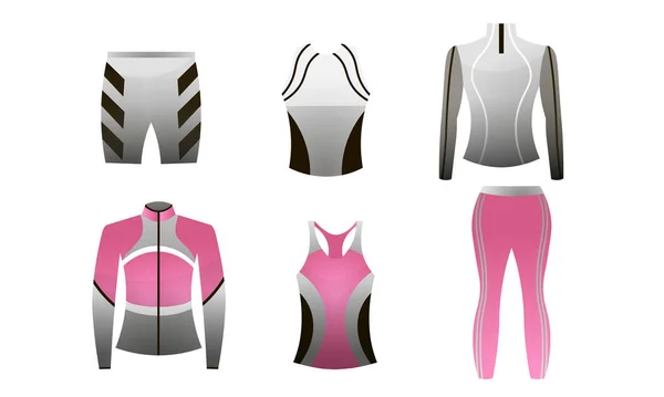 Diferentes ropa deportiva para entrenamientos colección vector ilustración — Archivo Imágenes Vectoriales