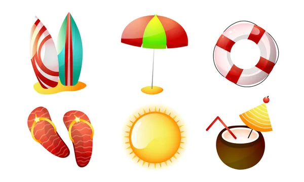 Set van geïsoleerde items voor zee zomervakantie vector illustratie — Stockvector