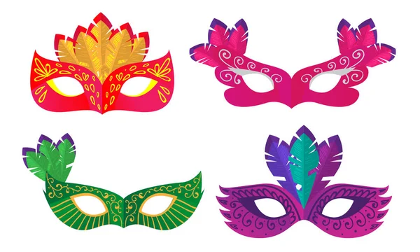 Набор масок для карнавалов или маскарадных костюмов векторная иллюстрация — стоковый вектор