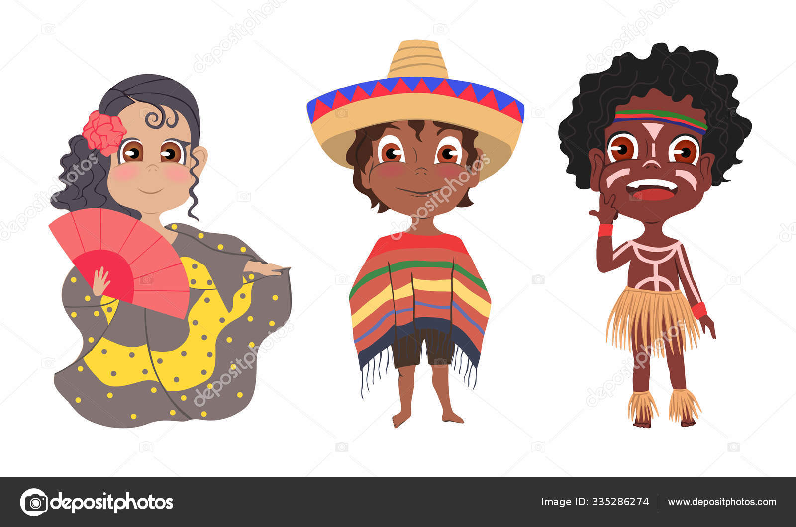 Niños indígenas Imágenes Vectoriales, Gráfico Vectorial de Niños indígenas  | Depositphotos