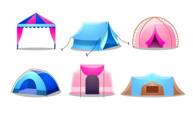 Kalıp dinlenme vektör resimlemesi için renkli çadırlar