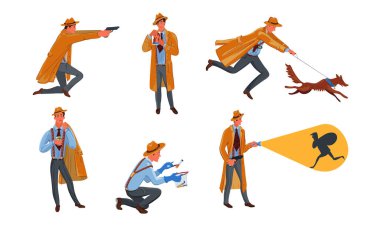 Özel soruşturma vektör çizimi yapan adam dedektif