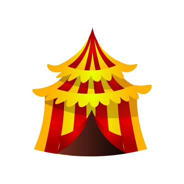 Tienda de rayas de circo con color rojo amarillo y olas de oro — Vector de stock