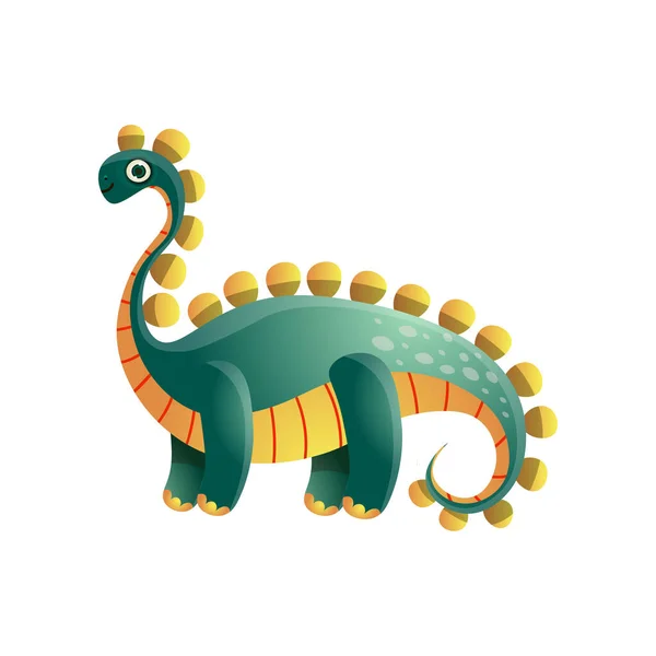 Cute zielony kolorowy stegosaurus dinozaur z okresu prehistorycznego — Wektor stockowy