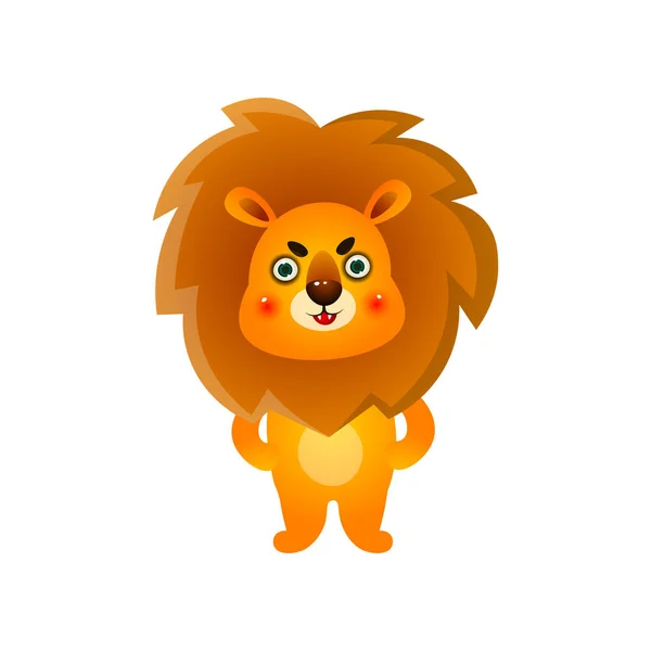 Nervös söt färgglad unge lejon efter morgonen vakna — Stock vektor