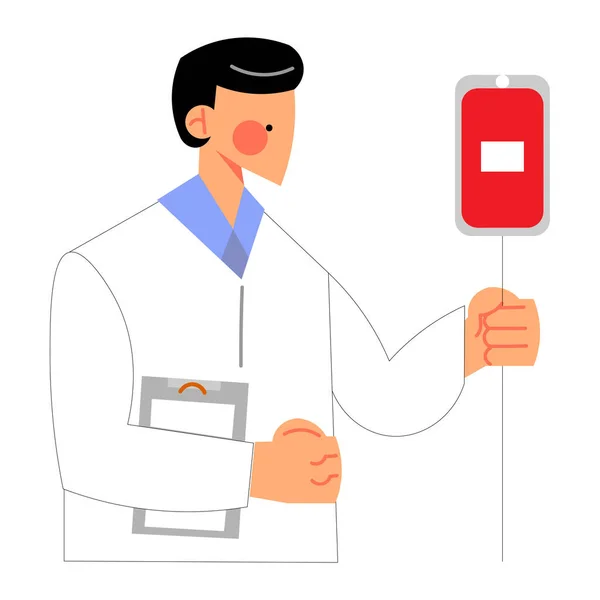 Doctor checking blood giving eqipment for donors in clinic — 스톡 벡터