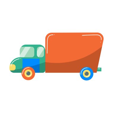 Cute red truck toy for children. Vector illustration isolated on white background