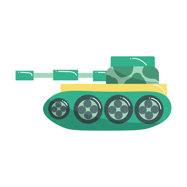 Cute green tank toy for children. Vector illustration isolated on white background — Wektor stockowy