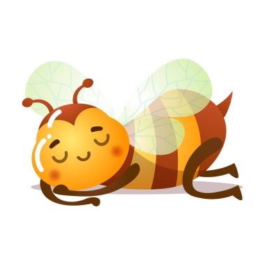 Gözleri kapalı uyuyan arı vektör çizimi