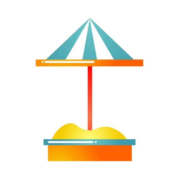 Kinderen zandbak met paraplu vector illustratie geïsoleerd op witte achtergrond — Stockvector