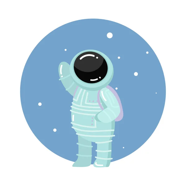 Astronaut stående med stjärnhimmel bakom vektor illustration — Stock vektor
