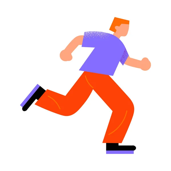 Parkour red-haired man in red pants running to do a trick. Vector illustration in a flat cartoon style. — Stock Vector