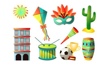 Set of colorful brazilian symbols vector illustration clipart