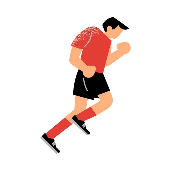 Een mannelijke rugbyspeler in een zwarte broek. Vector illustratie in platte cartoon stijl. — Stockvector