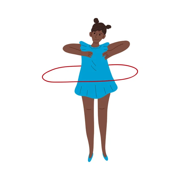 Gadis kulit hitam berbalut gaun dan merasakan ilustrasi vektor bahagia - Stok Vektor