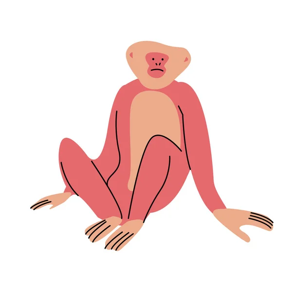 Leuke grote rode aap met geel haar zit vector illustratie — Stockvector