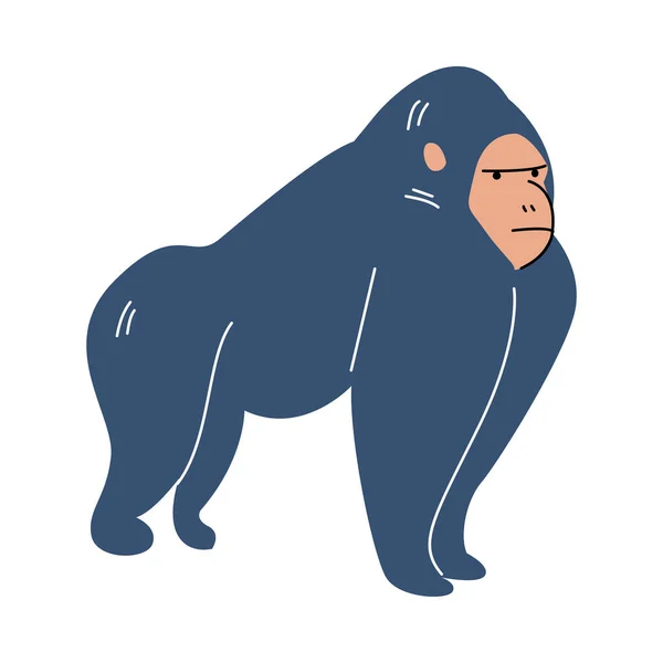 Nette große starke blaue Affen stehen Vektor Illustration — Stockvektor